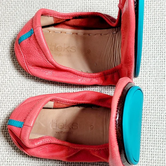 Tieks by Gavieli Poppy Tangerine Italian Leather Ballet Flats with Box (9) - Picture 7 of 9
